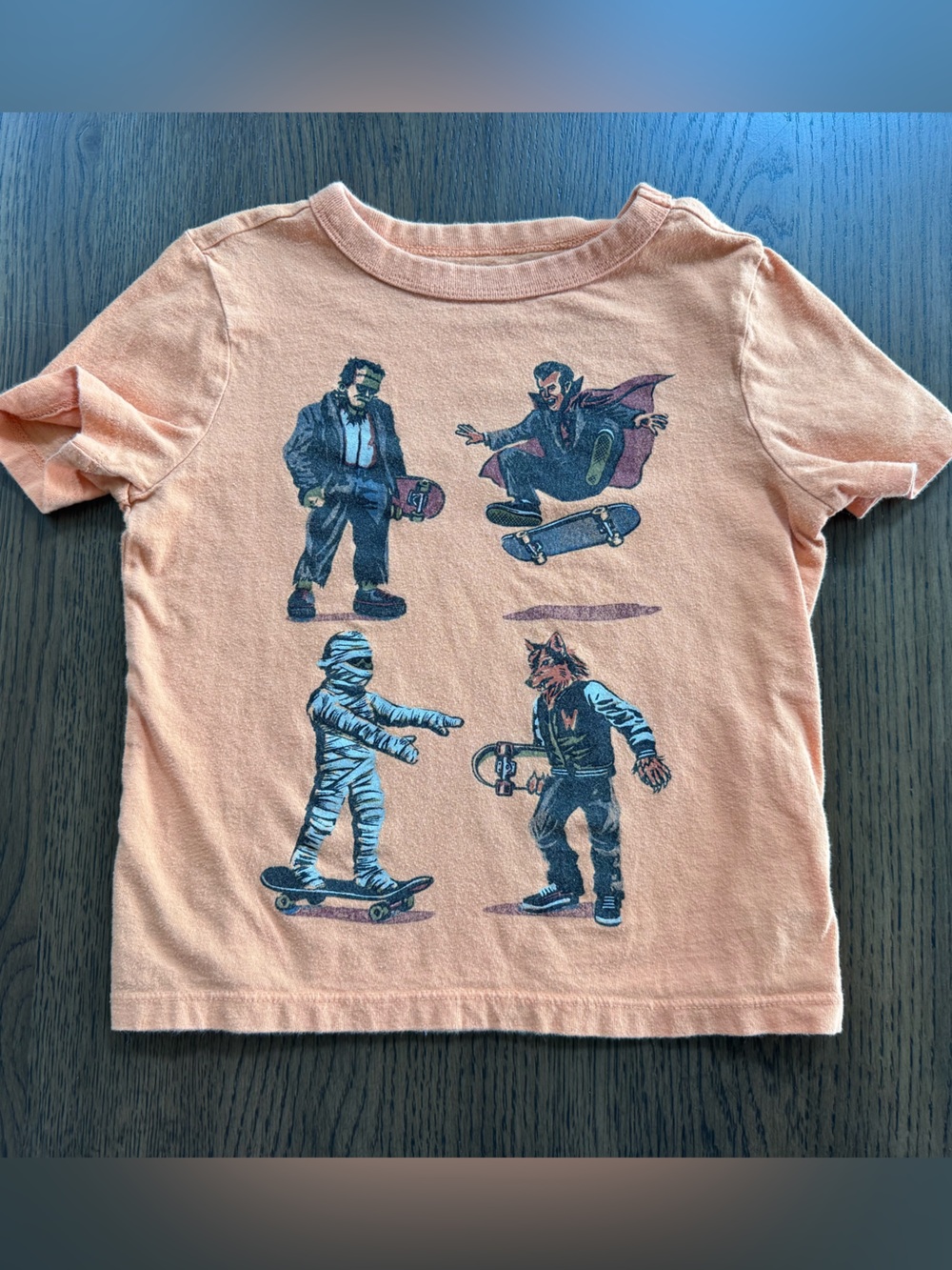 GAP XS 4/5 Orange Kids Skateboard Halloween Graphic Tee